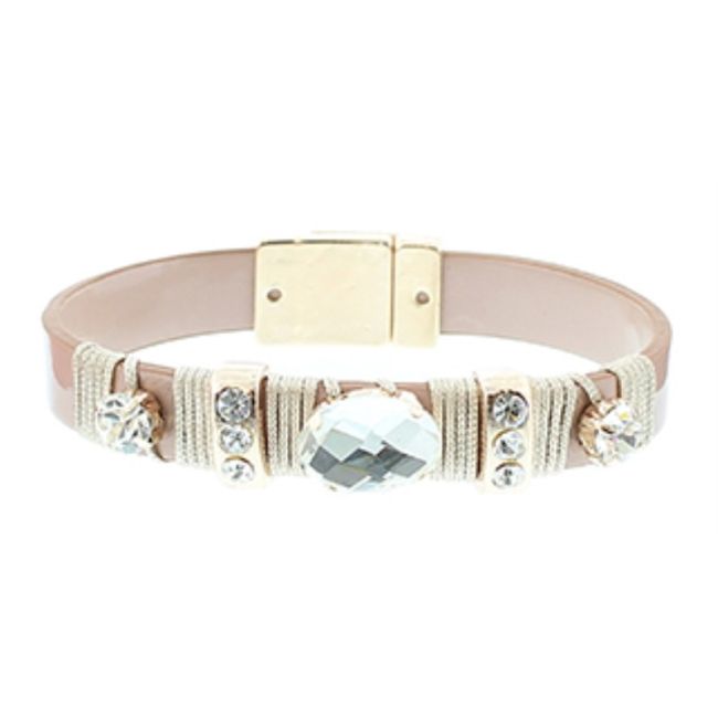 CRYSTALS METALLIC LEATHER BRACELET