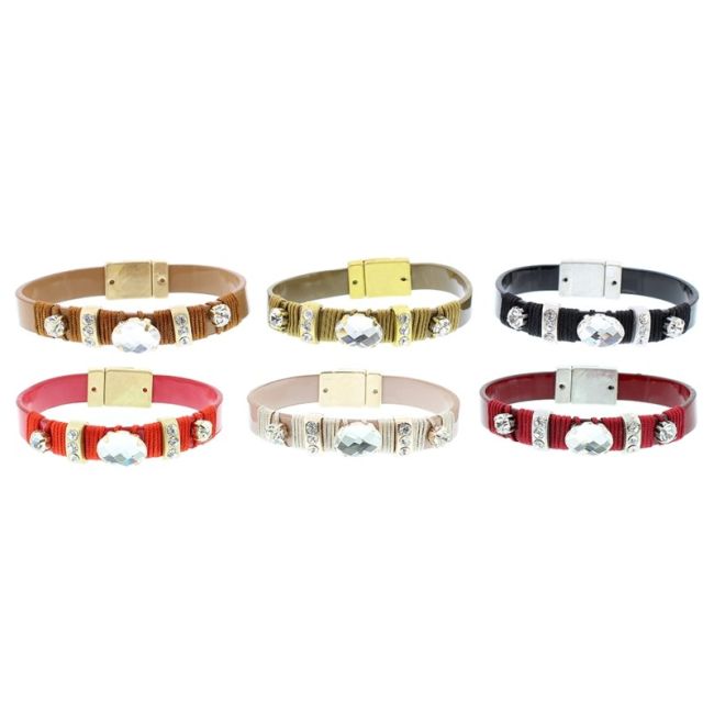 PULSERA POLIPIEL METAL CRISTALES