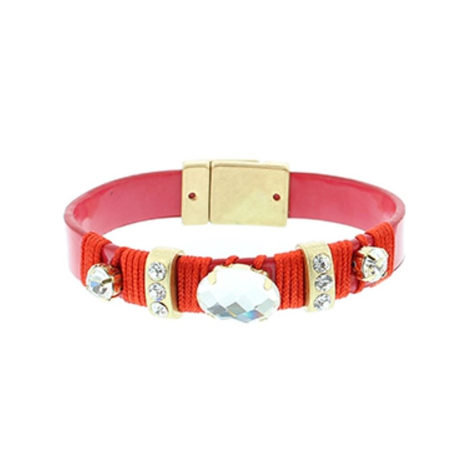 CRYSTALS METALLIC LEATHER BRACELET