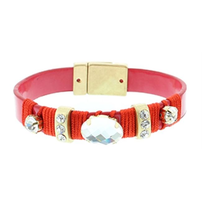 CRYSTALS METALLIC LEATHER BRACELET