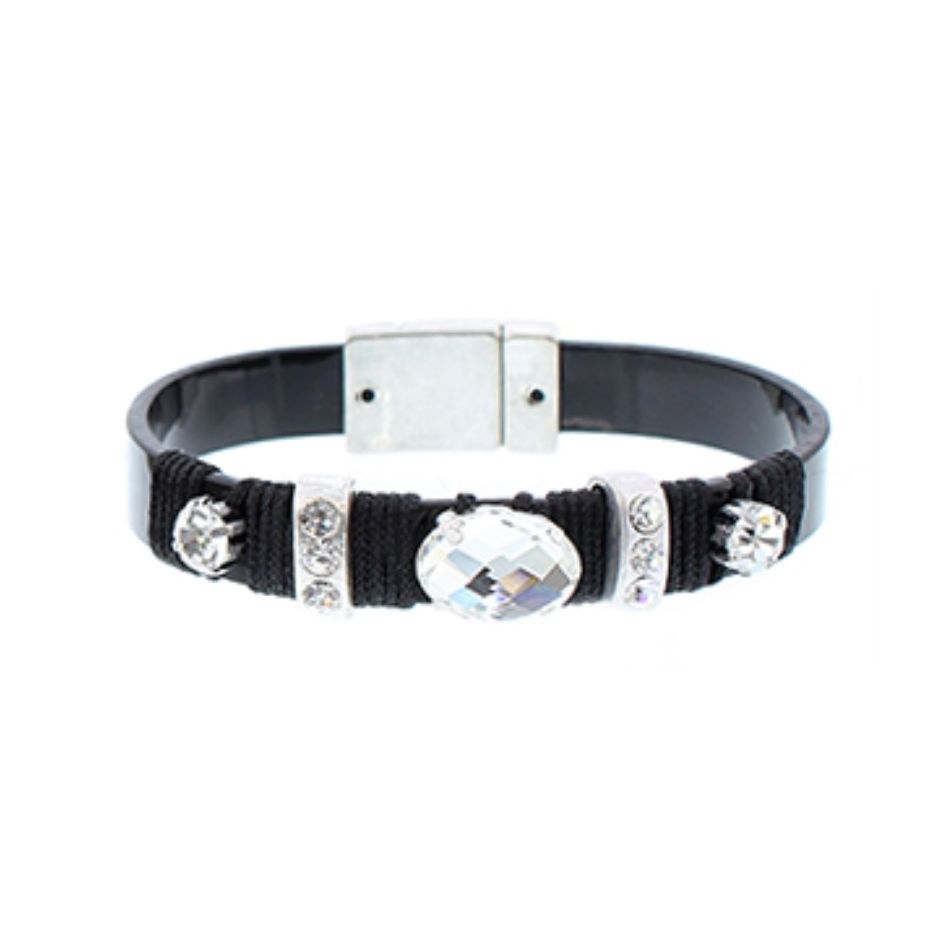 CRYSTALS METALLIC LEATHER BRACELET