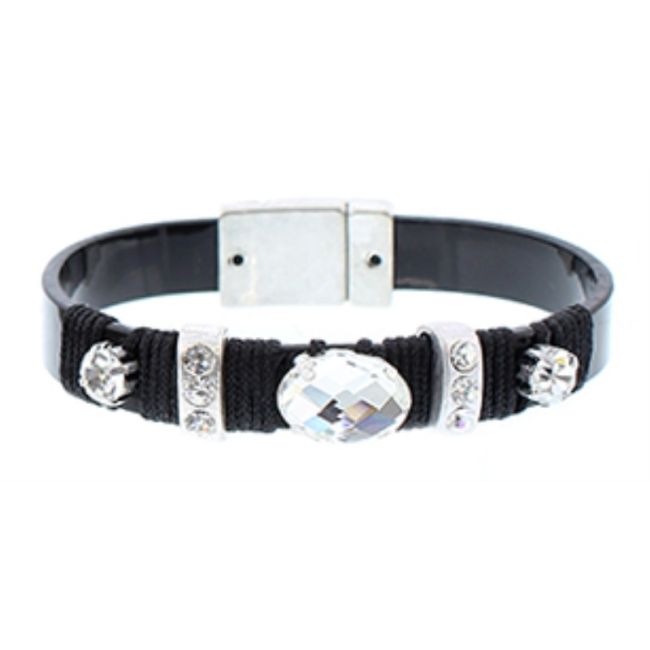 CRYSTALS METALLIC LEATHER BRACELET