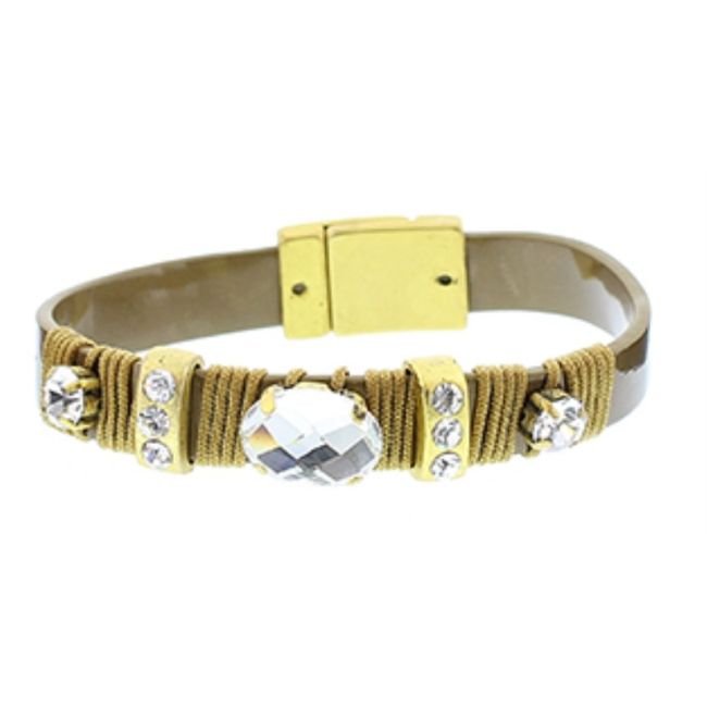CRYSTALS METALLIC LEATHER BRACELET