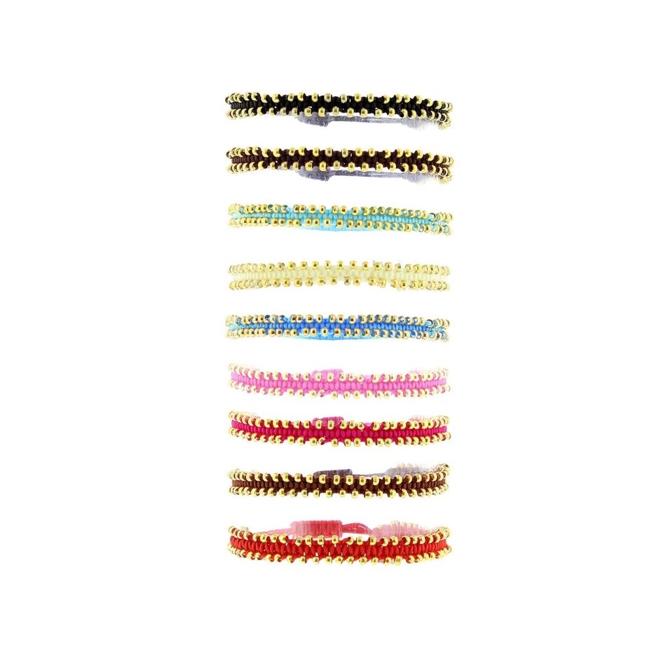 PULSERA  MACRAMÉ CUENTAS METAL