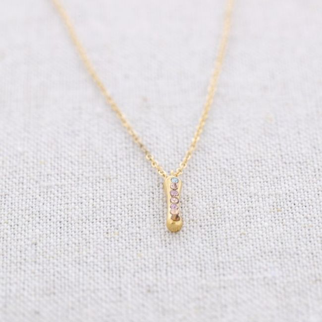 INITIAL SHORT NECKLACE I STEEL CRYSTALS
