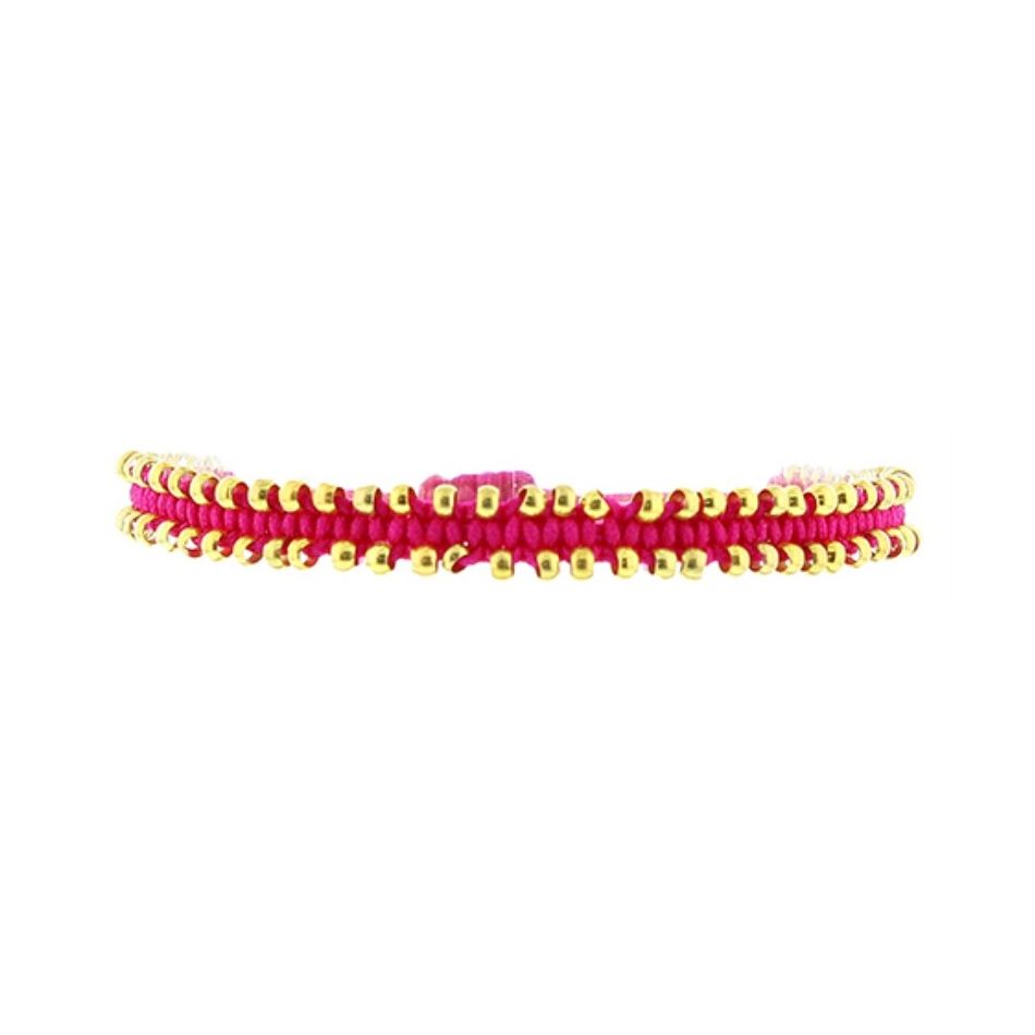 PULSERA  MACRAMÉ CUENTAS METAL