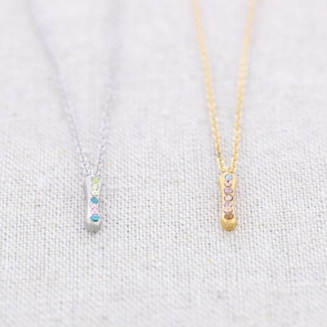 INITIAL SHORT NECKLACE I STEEL CRYSTALS