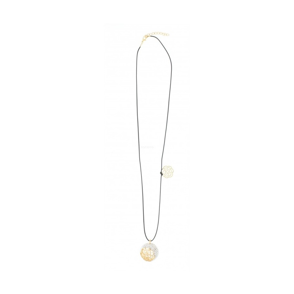LONG PENDANT NECKLACE METAL CRYSTALS
