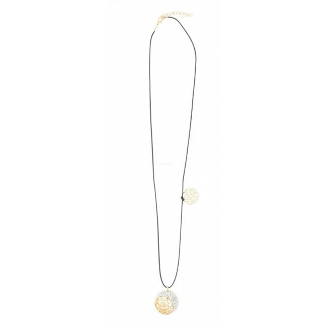 LONG PENDANT NECKLACE METAL CRYSTALS