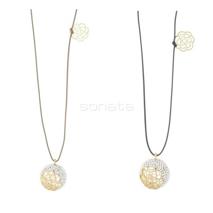 LONG PENDANT NECKLACE METAL CRYSTALS 2