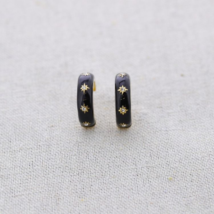 PENDIENTES ACERO ARO CRISTALES ESMALTE