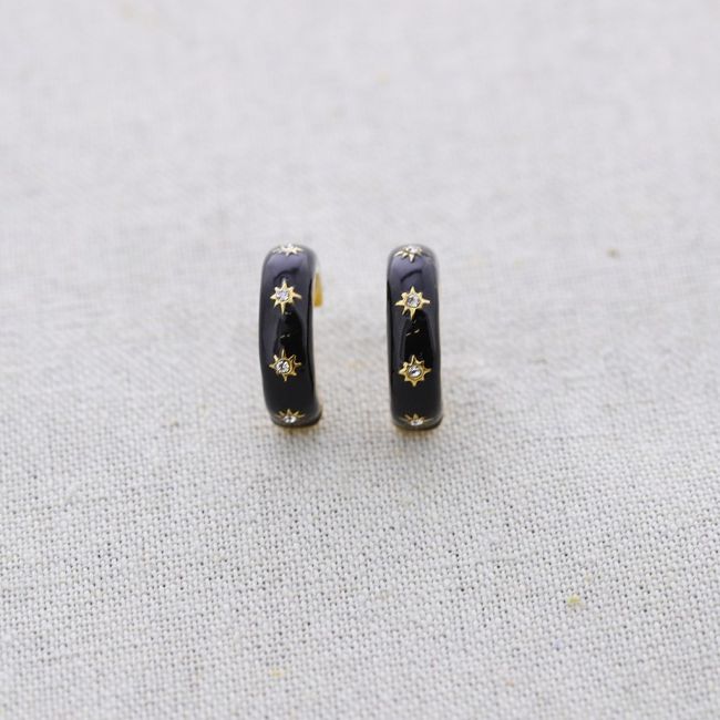 PENDIENTES ACERO ARO CRISTALES ESMALTE