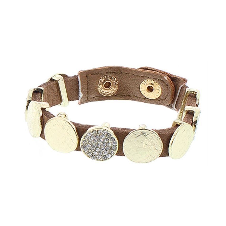 PULSERA CUERO CRISTALES