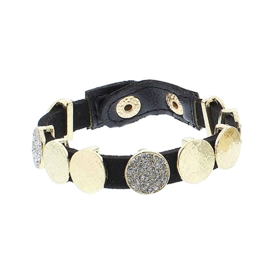 PULSERA CUERO CRISTALES