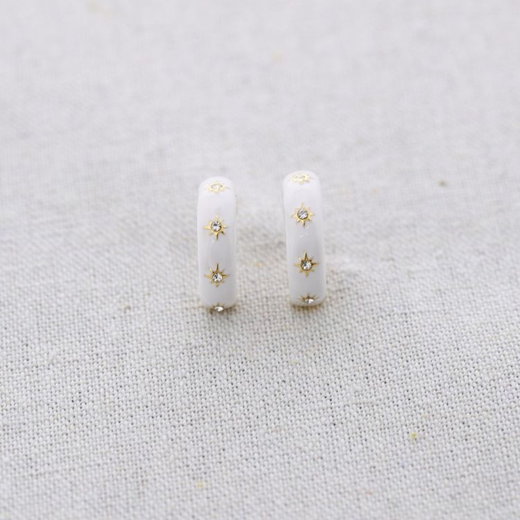 PENDIENTES ACERO ARO CRISTALES ESMALTE