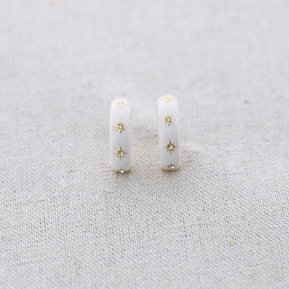 PENDIENTES ACERO ARO CRISTALES ESMALTE
