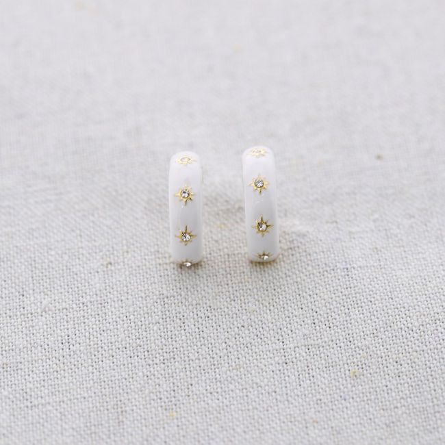 PENDIENTES ACERO ARO CRISTALES ESMALTE