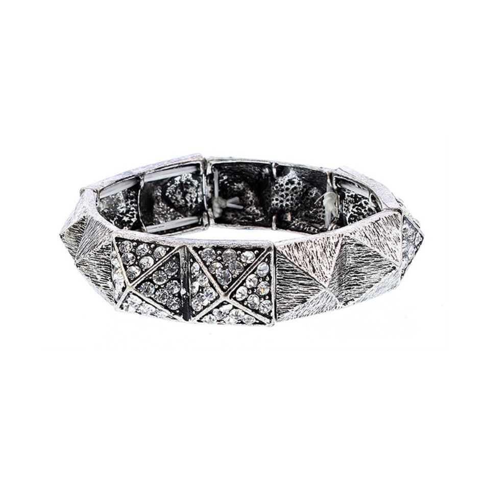 ELASTIC TABLERONE METAL CRYSTALS BRACELET