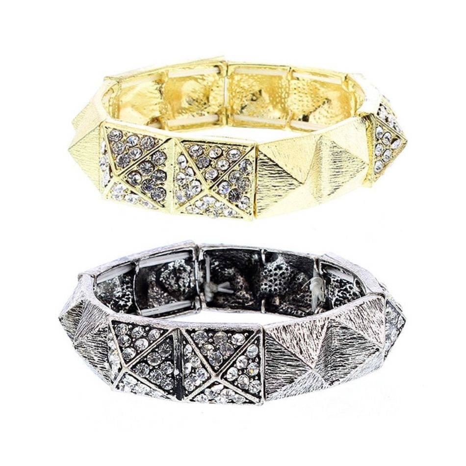 ELASTIC TABLERONE METAL CRYSTALS BRACELET