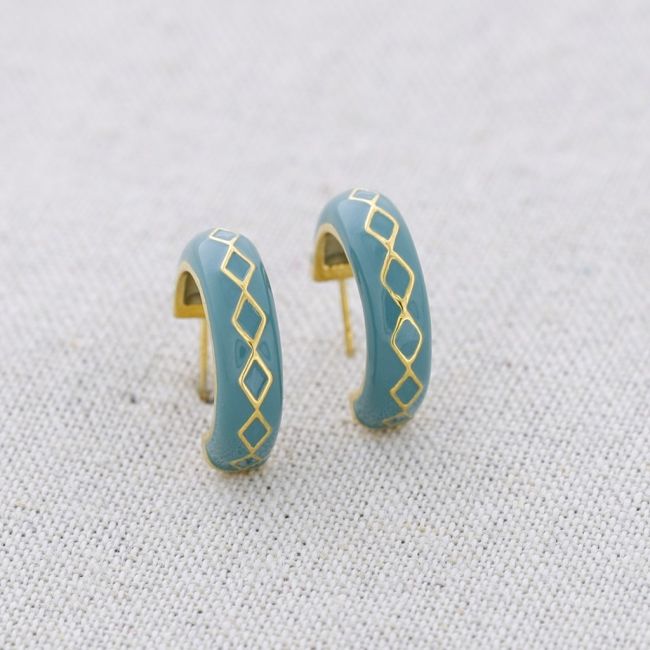 PENDIENTES ACERO ARO ROMBITOS ESMALTE