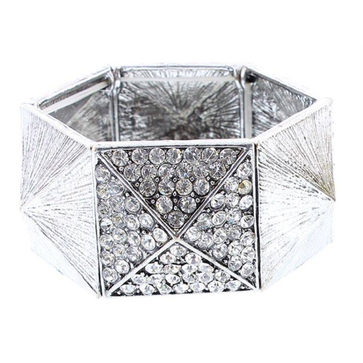 ELASTIC TABLERONE METAL CRYSTALS BRACELET