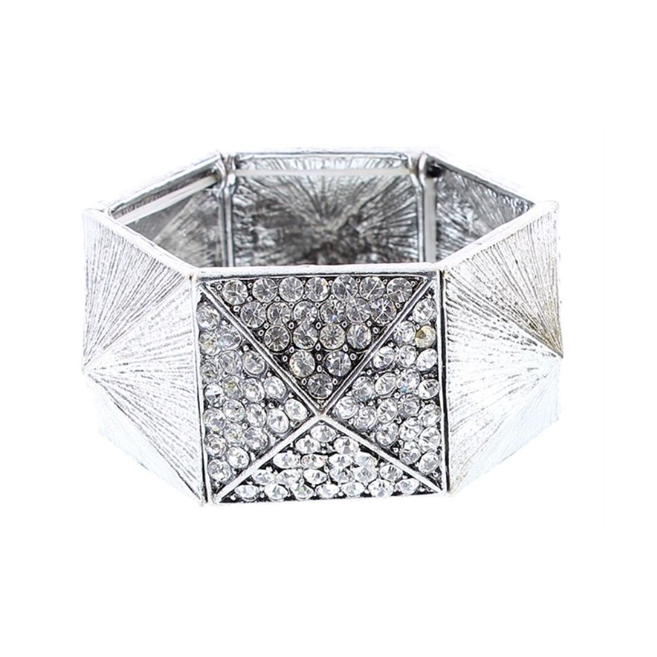 PULSERA ELÁSTICA TABLERONE METAL CRISTALES