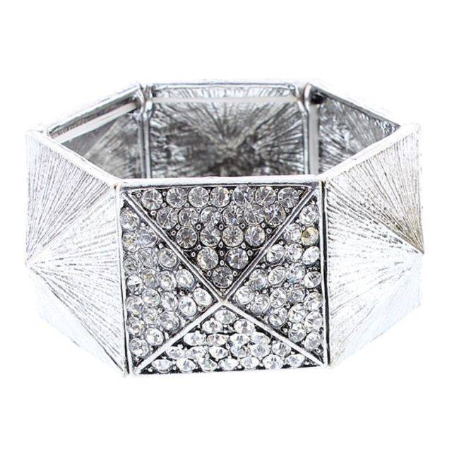 PULSERA ELÁSTICA TABLERONE METAL CRISTALES