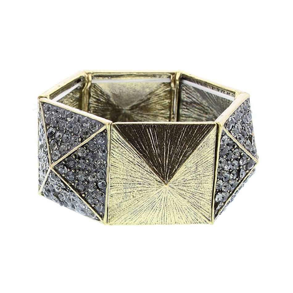 PULSERA ELÁSTICA TABLERONE METAL CRISTALES