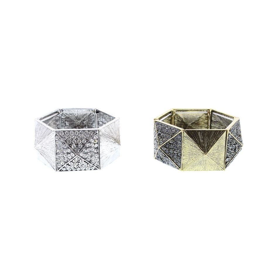 ELASTIC TABLERONE METAL CRYSTALS BRACELET