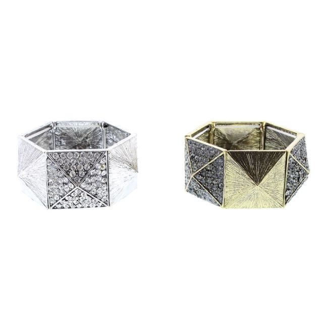 ELASTIC TABLERONE METAL CRYSTALS BRACELET