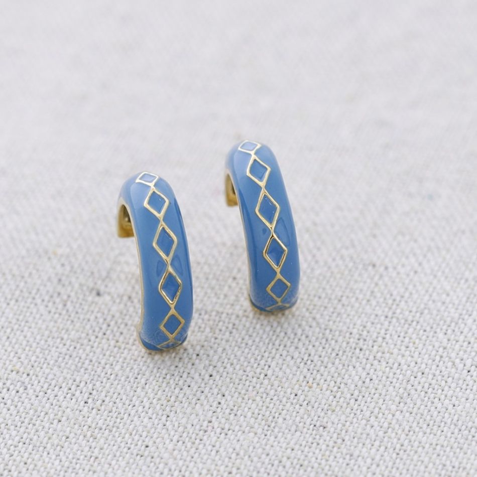 STAINLESS STEEL EARRINGS WITH ENAMEL ROMBITES