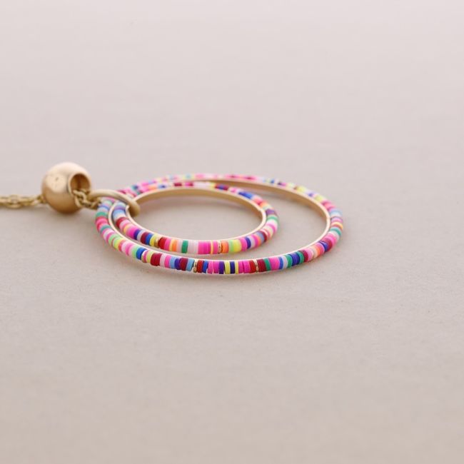 LONG DOUBLE RING FIMO NECKLACE