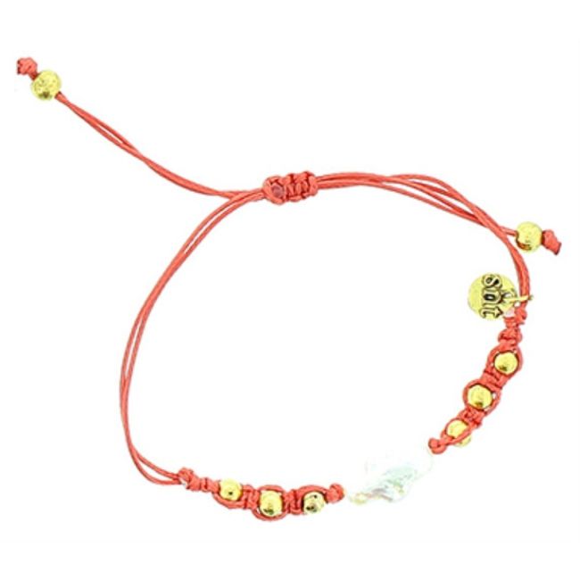 PULSERA  MACRAMÉ CUENTAS METAL IMI. PERLA CULT.