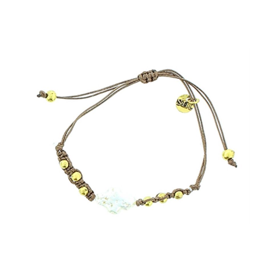 PULSERA  MACRAMÉ CUENTAS METAL IMI. PERLA CULT.