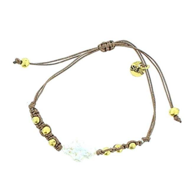 PULSERA  MACRAMÉ CUENTAS METAL IMI. PERLA CULT.