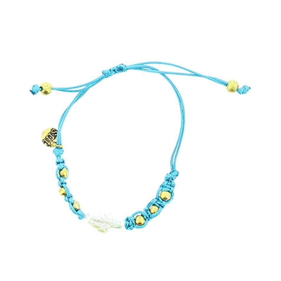PULSERA  MACRAMÉ CUENTAS METAL IMI. PERLA CULT.