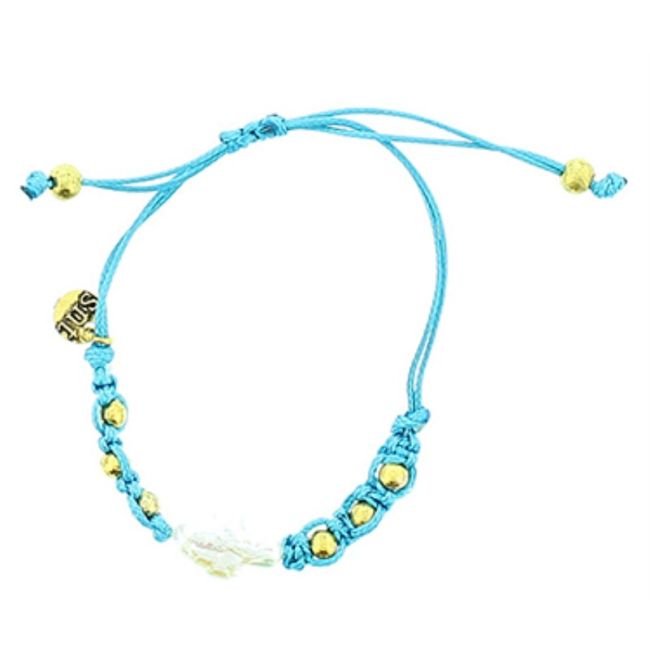 PULSERA  MACRAMÉ CUENTAS METAL IMI. PERLA CULT.