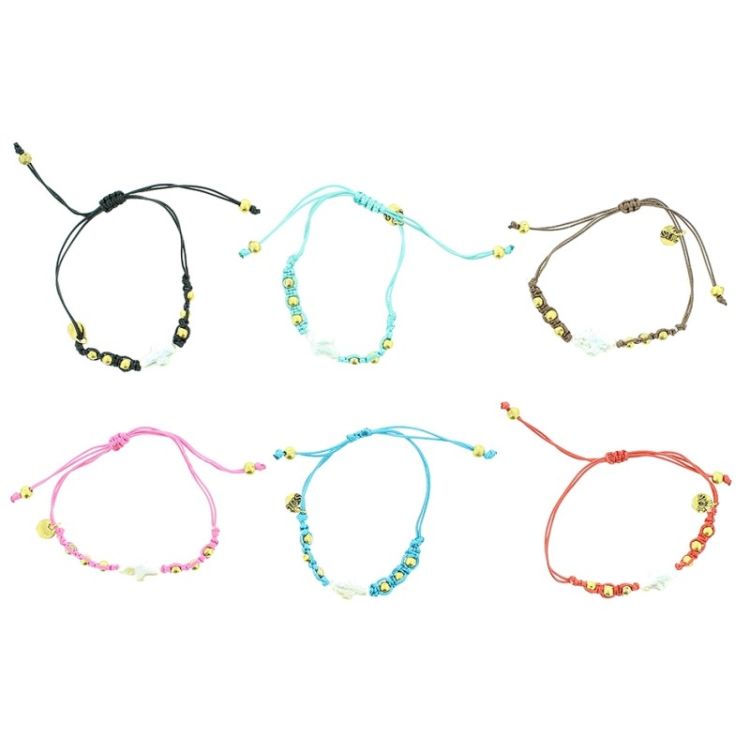 PULSERA  MACRAMÉ CUENTAS METAL IMI. PERLA CULT. 2