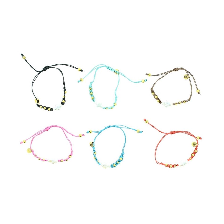 PULSERA  MACRAMÉ CUENTAS METAL IMI. PERLA CULT.