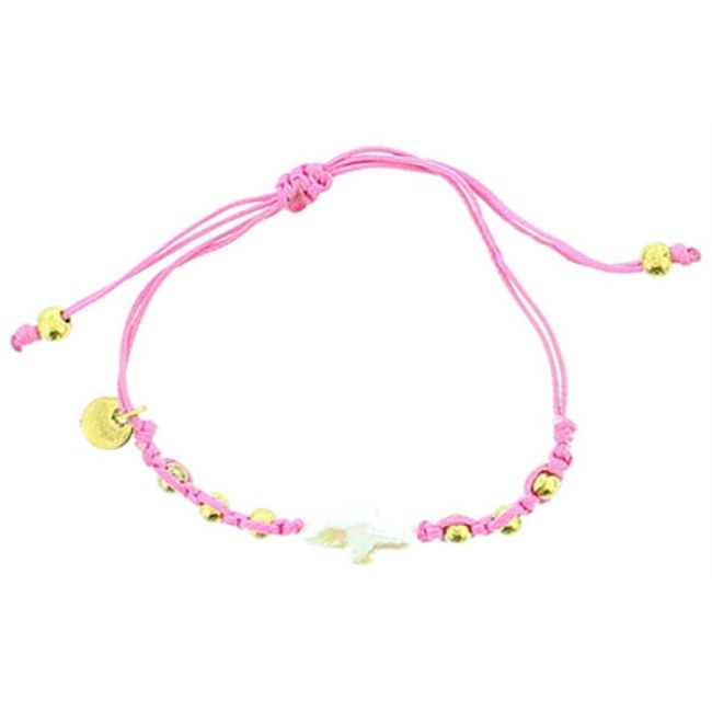 PULSERA  MACRAMÉ CUENTAS METAL IMI. PERLA CULT.