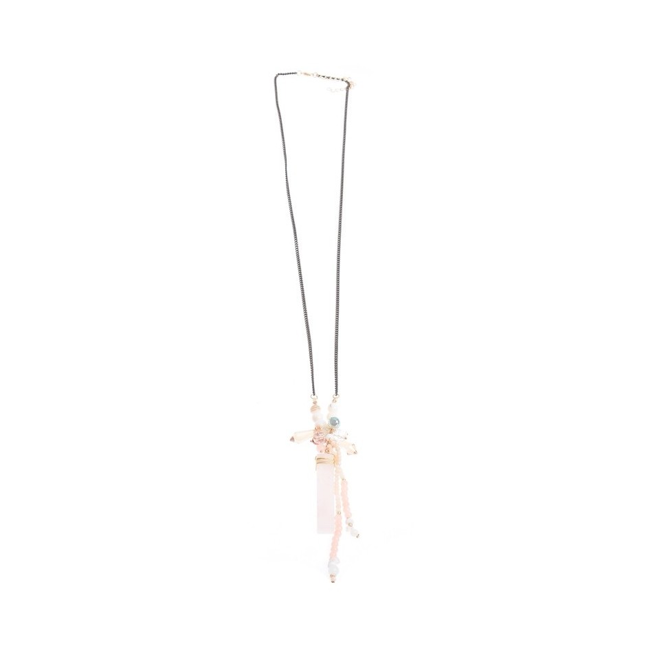 LONG STONE PENDANT NECKLACE WITH BEADS