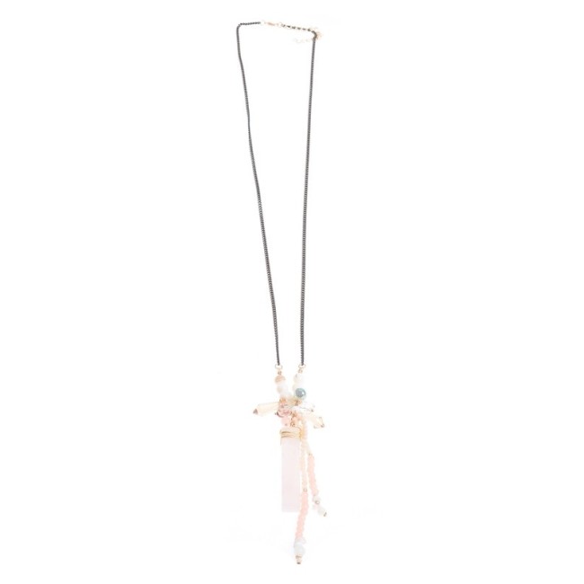 COLLAR LARGO COLGANTE PIEDRA CUENTAS