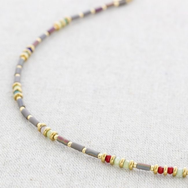 COLORED TUBES STEEL SHORT NECKLACE