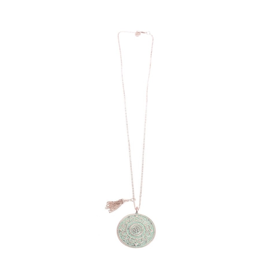 LONG PENDANT NECKLACE AGED METAL