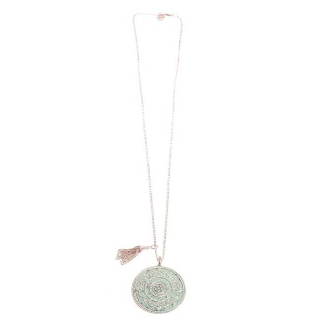 LONG PENDANT NECKLACE AGED METAL