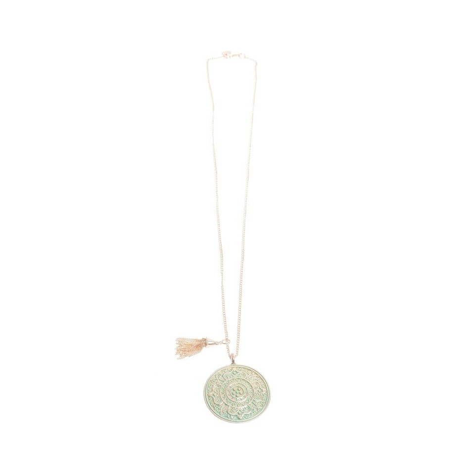 LONG PENDANT NECKLACE AGED METAL