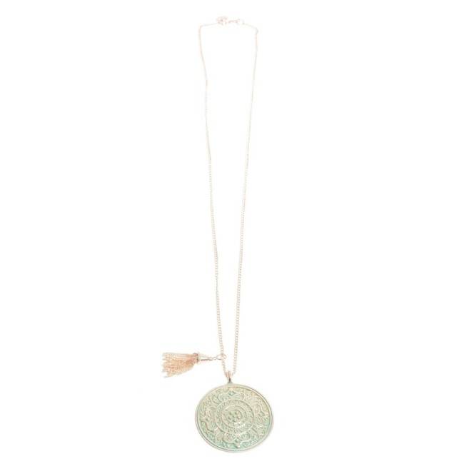 LONG PENDANT NECKLACE AGED METAL