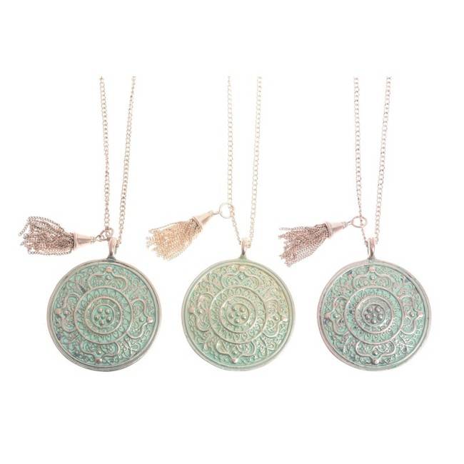LONG PENDANT NECKLACE AGED METAL