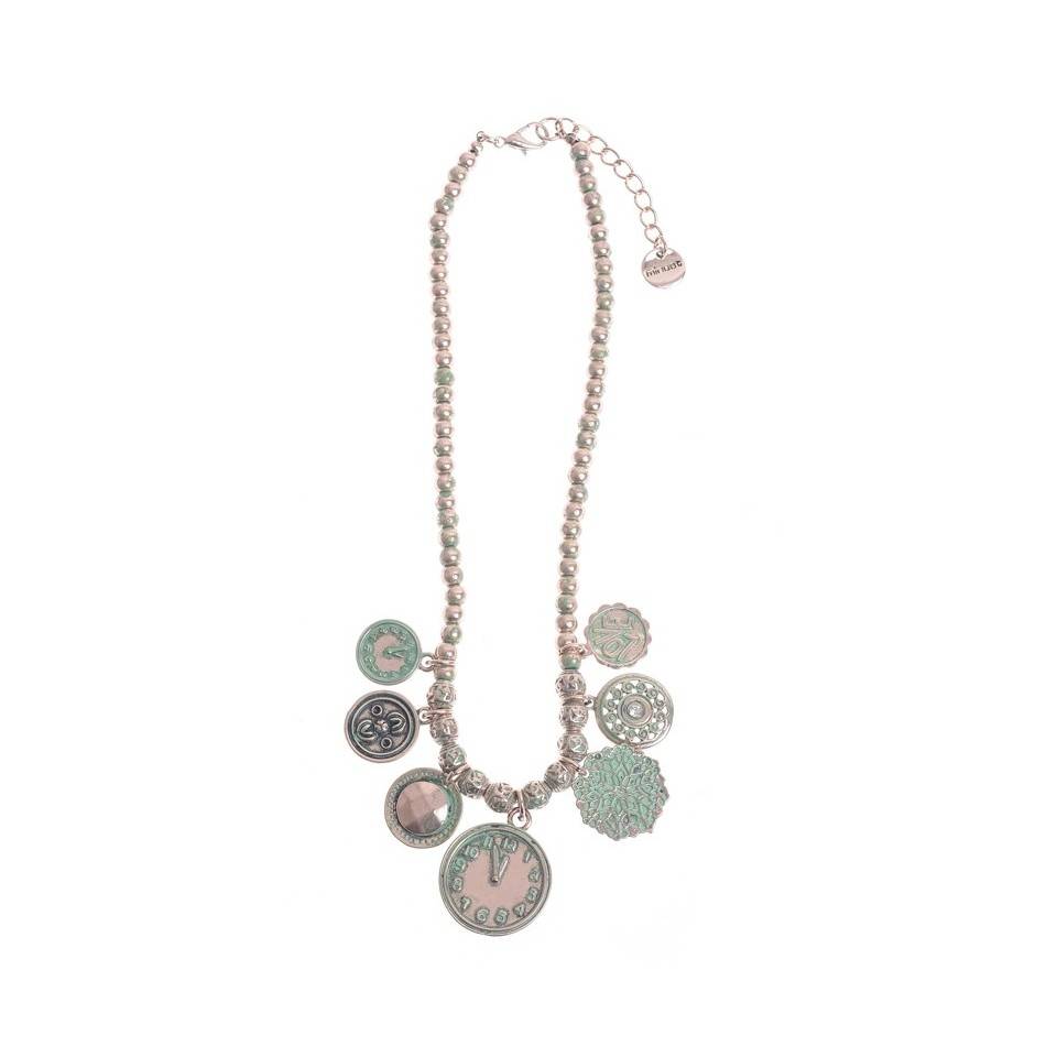 PENDANT SHORT NECKLACE AGED METAL