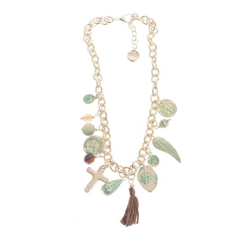 PENDANT SHORT NECKLACE AGED METAL 2